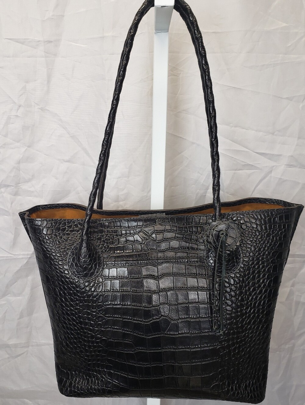 Patricia Nash Black Croc Embossed Leather Witney Tote Bag